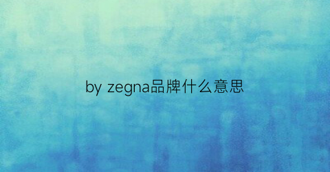 byzegna品牌什么意思(byz是什么牌子)